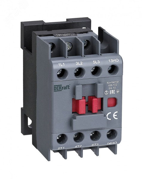 Dekraft Контактор 6А 230В АС3 АС4 1НЗ КМ-102