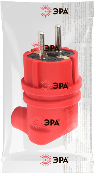 Вилка 90град. V9-RED-IP44 16А IP44 с заземл. каучук красн. Б0044549