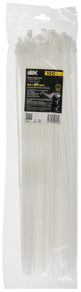 Хомут 4.8х400мм P6.6 стандартный бел. (уп.100шт) IEK UHH30-D048-400-100-K01