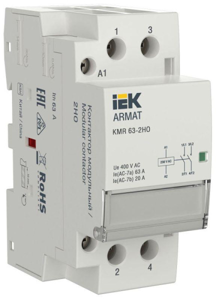 ARMAT Контактор модульный KMR 63А 230В AC 2НО IEK AR-KMR10-063-20-230
