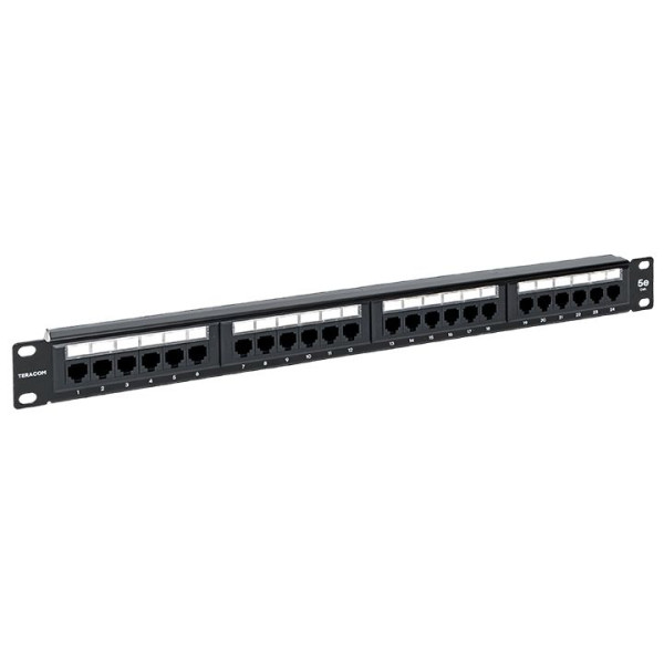 Патч-панель 19дюйм 1U кат.5E UTP неэкранир. 24 порта RJ45 110 IDC с органайзером TERACOM TRC-PPNL-5EUTP-C1U24