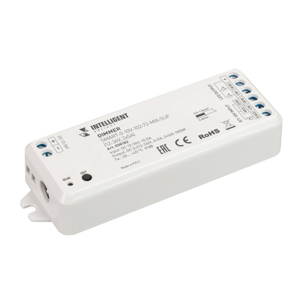 INTELLIGENT ARLIGHT Диммер SMART-0-10V-102-72-MIX-SUF (12-36V, 2x5A) 038182