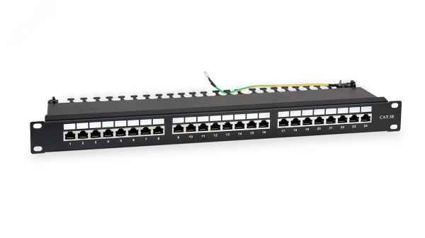 Патч-панель 19дюйм 1U кат.5E полн. экранир. 24 порта RJ45 Dual IDC WR-PL-24-C5E-SH-D черн. 505210