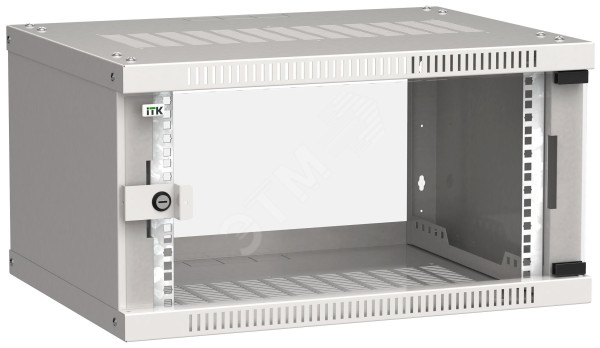 Шкаф LINEA WE 6U 600x450мм дверь стекло серый LWE3-06U64-GF