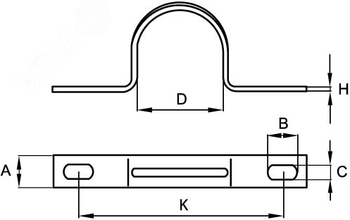 Держатель оцинкованный двусторонний, д.25 - 26мм 53357R