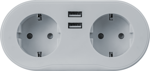 Разветвитель 2-м с заземл. 14 556 Smart Home NSH-ST-02 2хUSB с управлением по WI-FI бел. 14556