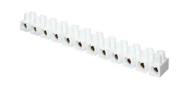 Колодка клеммная (12мм.) 16А полистирол белая (10шт.) PROxima plc-KK-12-16-ps-w