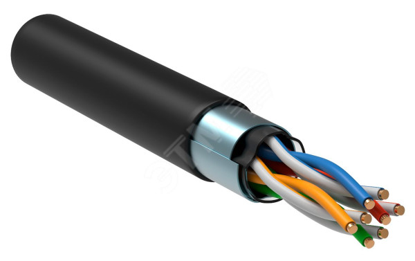 Витая пара F/UTP кат.5E 4х2х24AWG solid LSZH нг(А)-HF черный (305м) LC3-C5E04-329