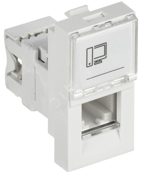 PRIMER РКИ-10-00-П-6 Розетка компьютерная RJ45 UTP кат.6 (1 модуль) белая IEK PR-KK40D-RI-0-1-C06U-K01