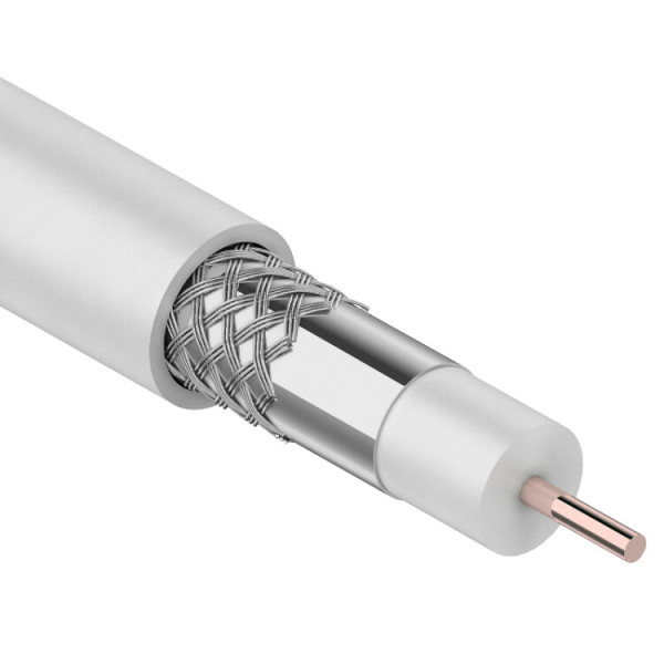 Кабель коаксиальный RG-6U, 75Ом, CCS/Al/Al, 64%, 100м, INDOOR, белый