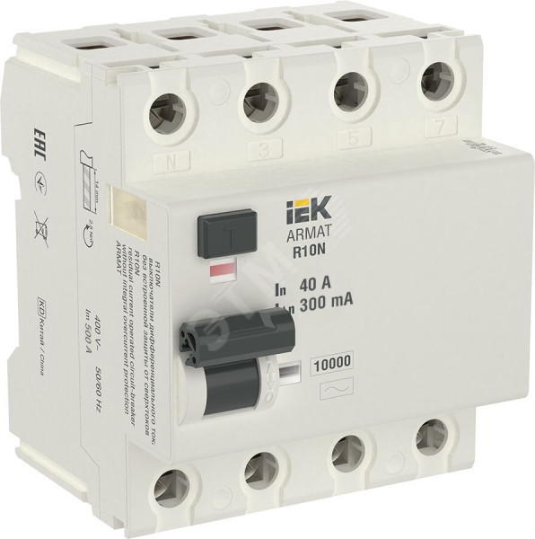 ARMAT Выключатель дифференциального тока R10N (УЗО) 4п 40А 300мА тип AC AR-R10N-4-040C300