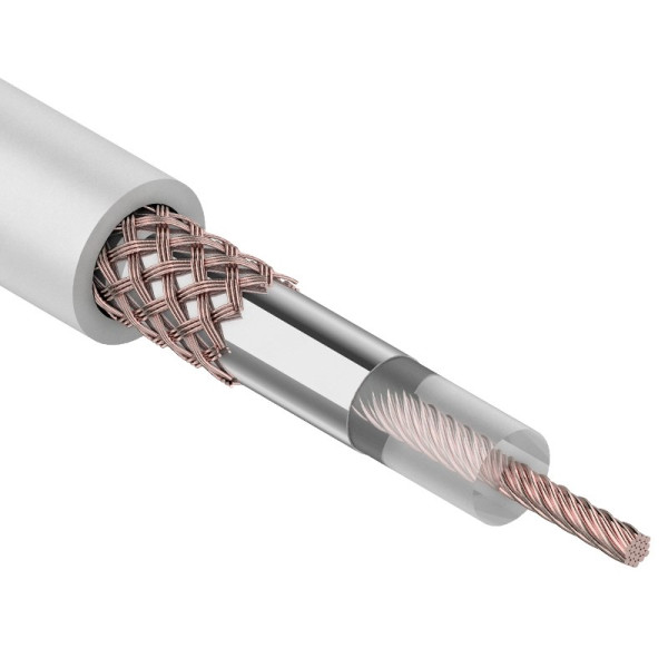 Кабель коаксиальный RG-58 A/U, 50 Ом, Cu/Al/Cu, 64%, 100м, INDOOR, белый